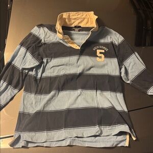 Abercrombie & Fitch Large slim fit Light Blue and Dark Blue Long Sleeve Polo